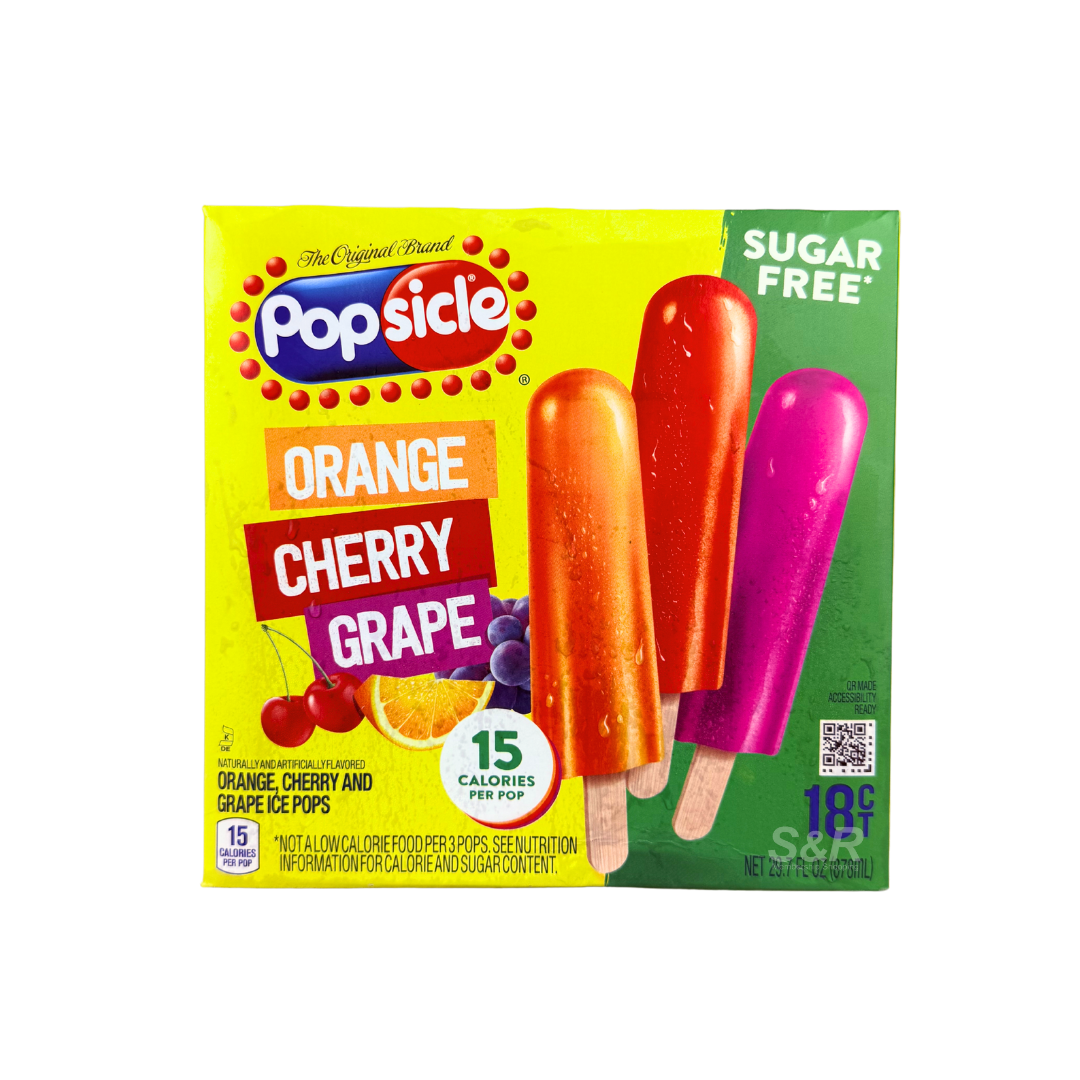 Popsicle Sugar Free Orange Cherry Grape Ice Pops 840g